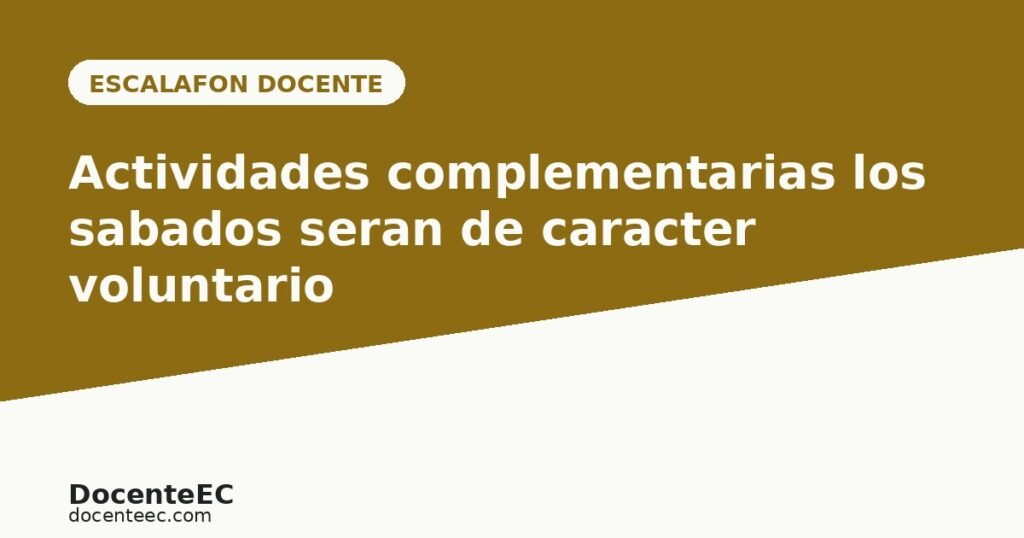 actividades sabatinas voluntarias docentes Ecuador